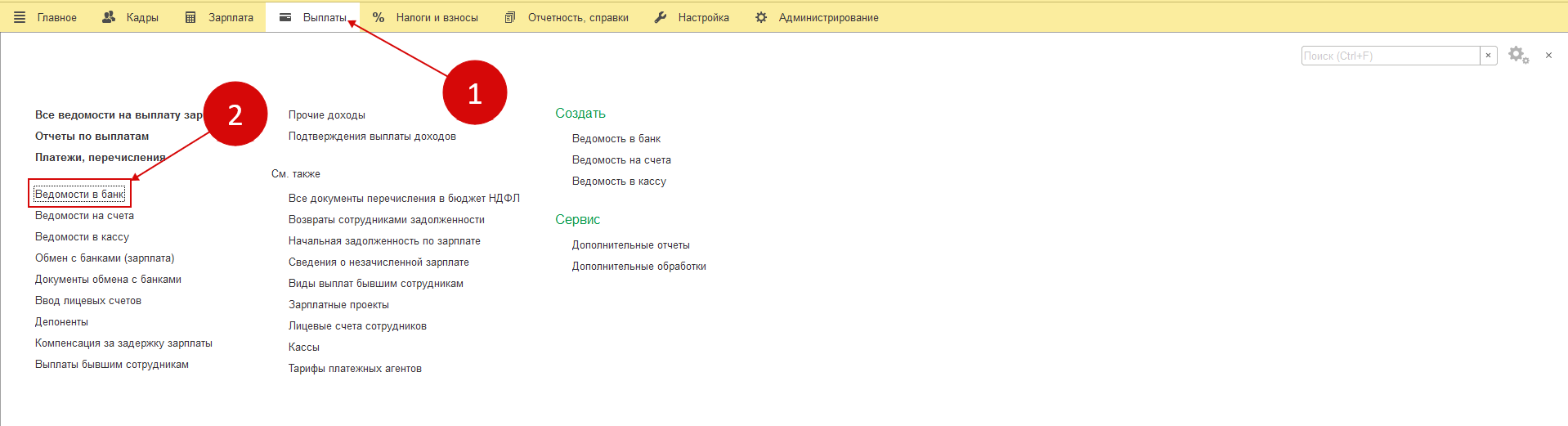 Где в зуп зарплатный проект